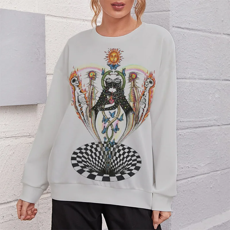 

Свитшот женский оверсайз с забавным 3D принтом, винтажный пуловер с длинным рукавом, Повседневная Уличная одежда для подростков, тонкая осен...