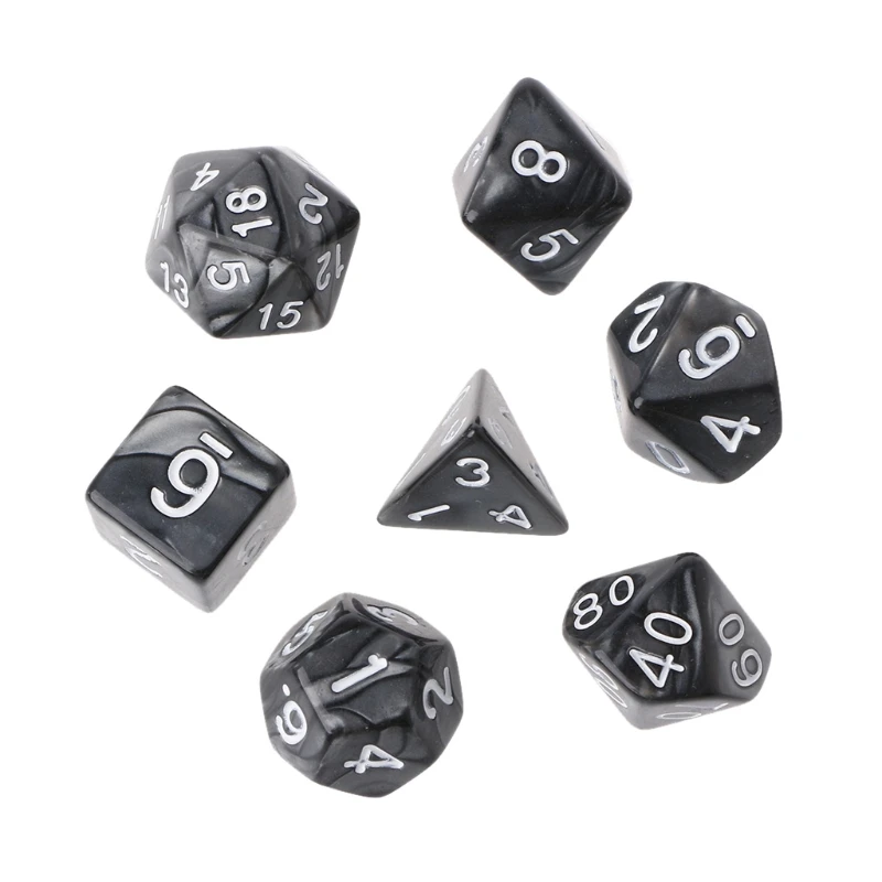 

7 шт. многогранные кости белые цифры для Dragon Pathfinder D20 D12 2xD10 D8 D6 D4
