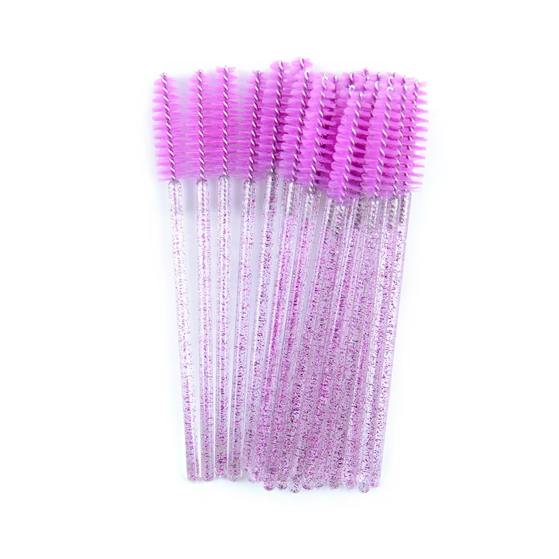 Purple 50 шт./пакет одноразовая щеточка для ресниц тушь для ресниц палочка аппликатор кисть для бровей ресницы 7 цветов Хрустальная ресница щетка - Цвет: Purple