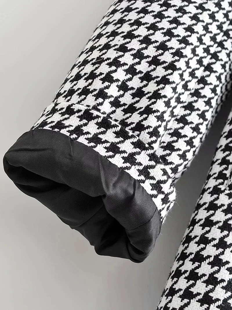 

Foridol Houndstooth Plaid Vintage Blazer Coat Women Winter Thick Belt Office Ladies Knitted Coat Winter Tops 2020