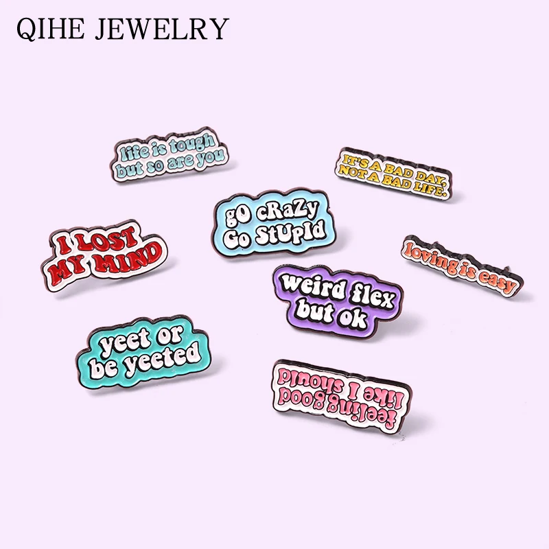 На ощупь как будто я должен эмалировать булавку забавная брошь цитата рюкзак