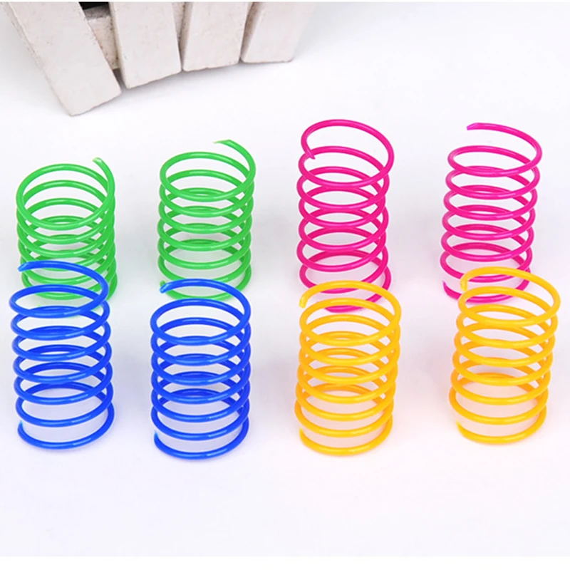 12 pcs/lot Cat Spring Toy Colorful Plastic Spring Training Toy For Interacting With Pet Cats