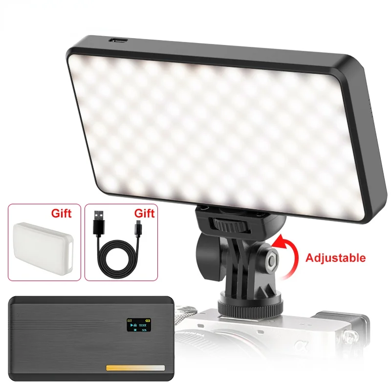 

Rechargeable Camera Video Light with Soft Diffuser 5000mAh 2500K-9000K Smartphone Light Fill Light Youtube