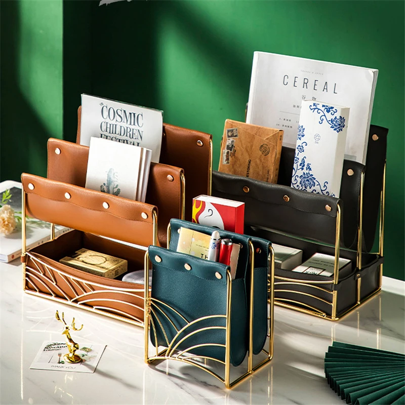 Кожаный стеллаж для хранения подставка газет дома гостиной всякой всячины пульт