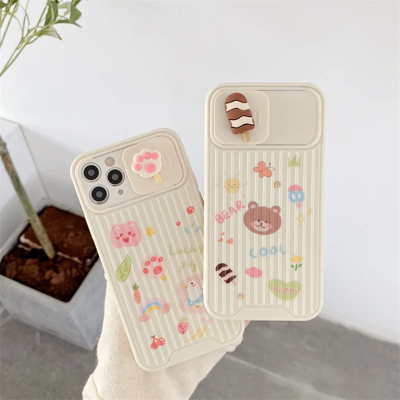 Защитный чехол для телефона с милым мультяшным медведем 3D мороженым камеры Iphone 11