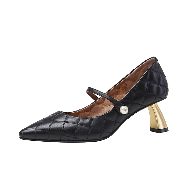 

Fashion high heels women shoes Genuine Leather black heels ladies shoes Pointed high heel shoes Stiletto Work shoes talon femme