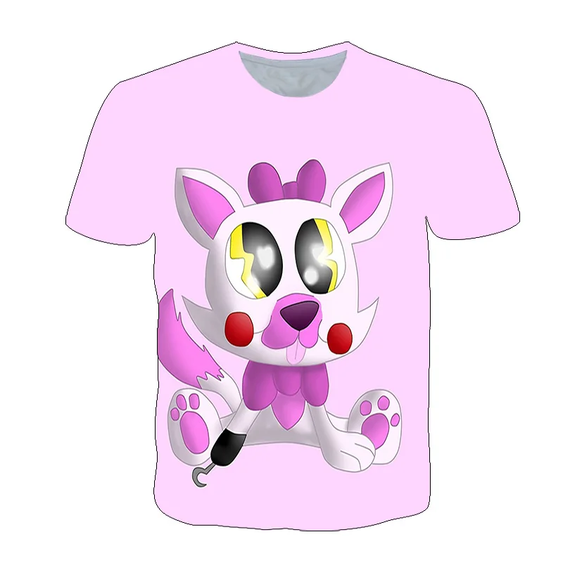 

3D Five Night At Freddy FNAF Game T-Shirt For Kids Cartoon Printed White t-shirts Boys Girls Short Sleeve Children's Clothing