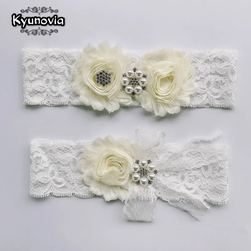 Подвязка с жемчугом разноцветная новый стиль Свадебный кружевной цветок
