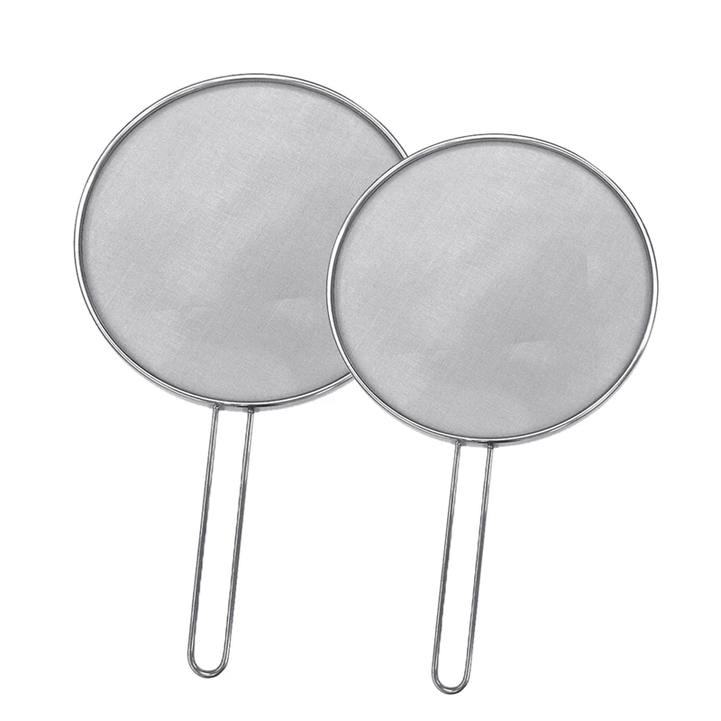 

2Pcs 29cm/33cm Stainless Steel Splatter Screen Mesh Pot Lid Cover Silver Oil Frying Pan Lid Cooking Tools for Kitchen