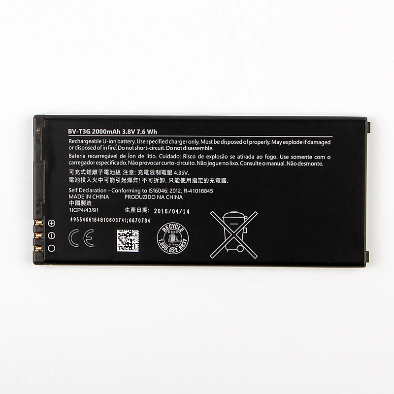 

Оригинальный BV-T3G аккумулятор телефона для Nokia Microsoft Lumia 650 RM-1154 BVT3G 2000 ма-ч