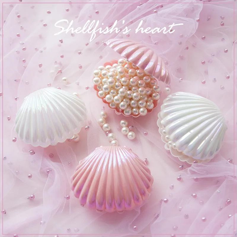

Girl Heart Simulation Shell Decoration Pearl Storage Cute Pink Chic Desktop Decoration Wedding Jewelry Candy Box Storage Props