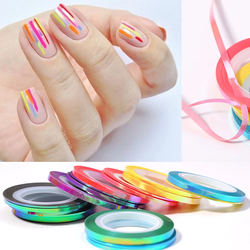 3 рулонные золотые серебряные цветные ленты для ногтей 1 мм 2 3D клейкая переводная