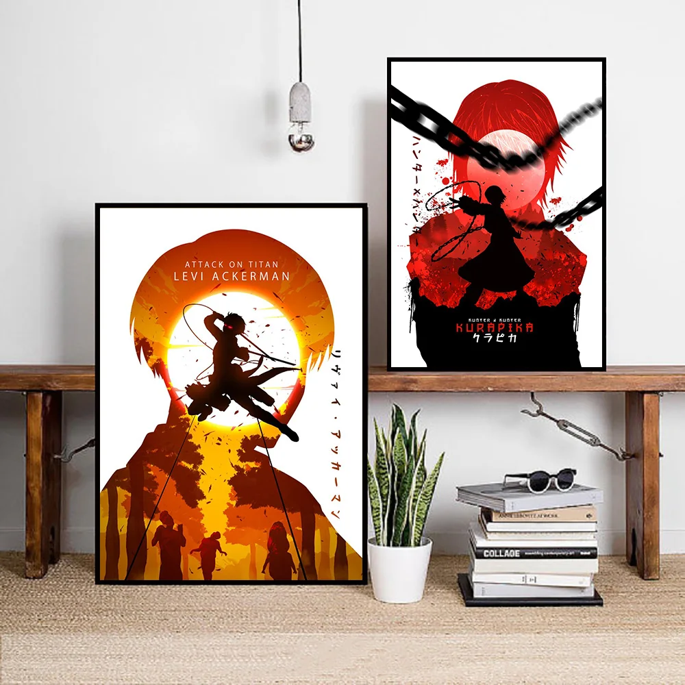 Картина на холсте с изображением охотничьего плаката и принтов Killua Zoldyck Kurapika Gon
