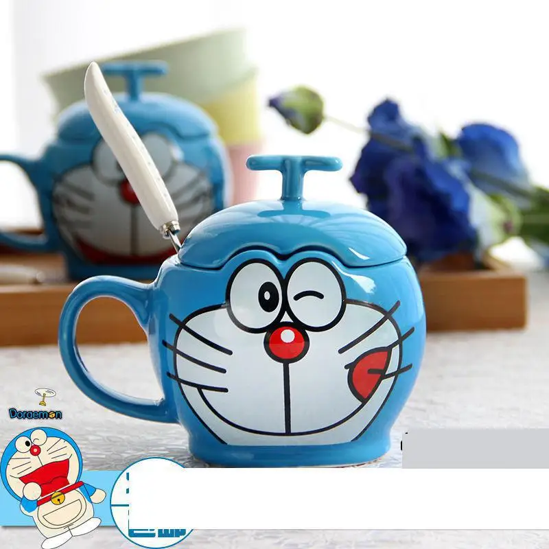 320 мл мультяшная керамическая кофейная кружка Jingle Cat с крышкой и ложкой домашняя