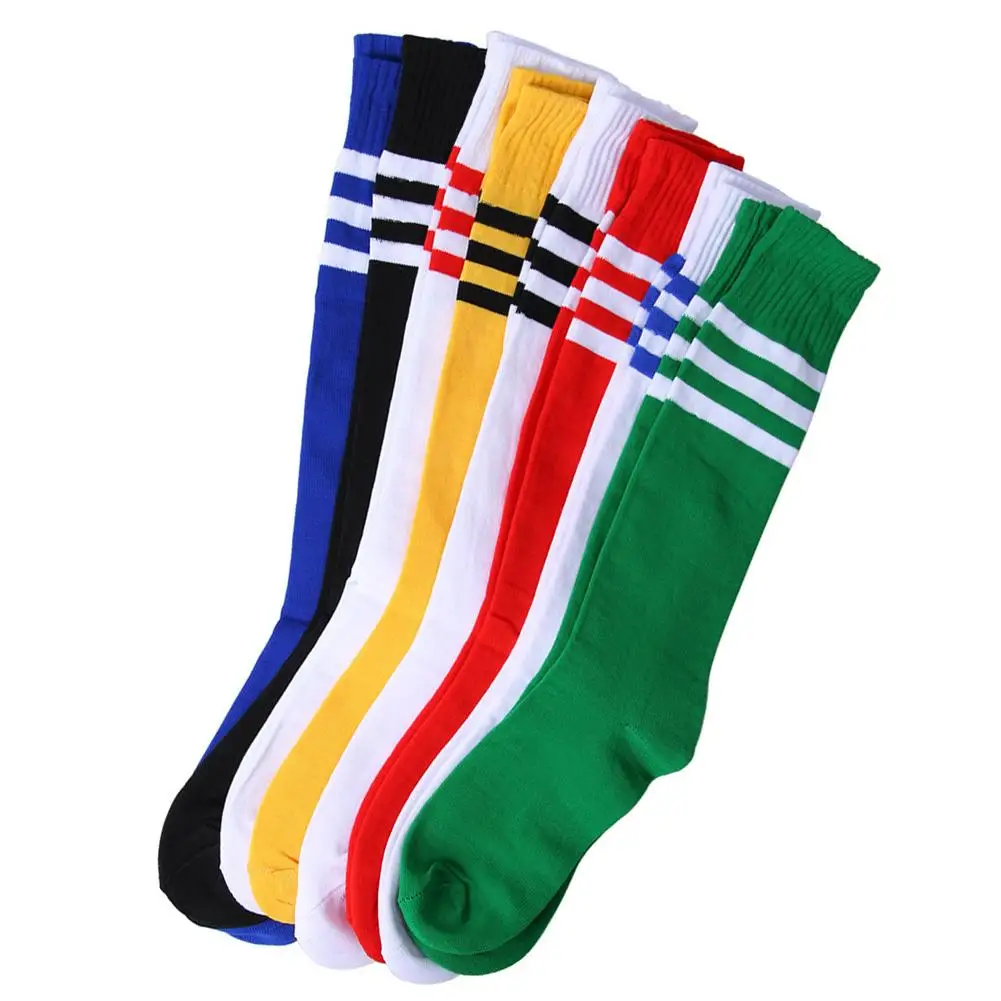 

Professional Kids Long Soccer Socks Above Knee Cotton Children Striped Socks Sports Soccer Socks for Boys and Girls