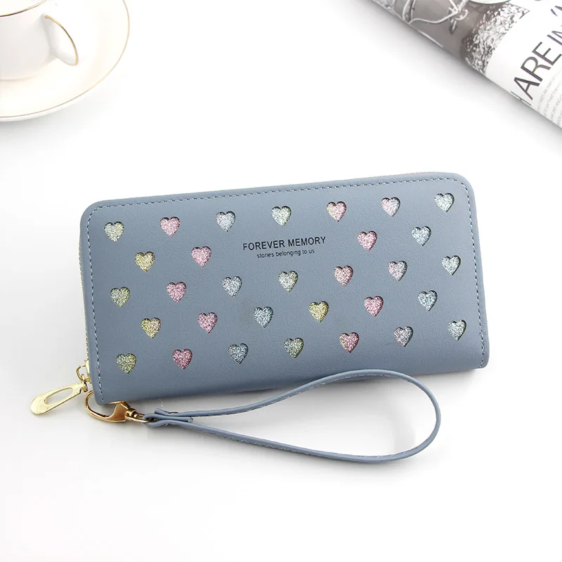 

Women Wallet Long Love Heart Hollow Design Purse for Phone Leather High Capacity Card Holder Clutch Wallets Carteira Feminina
