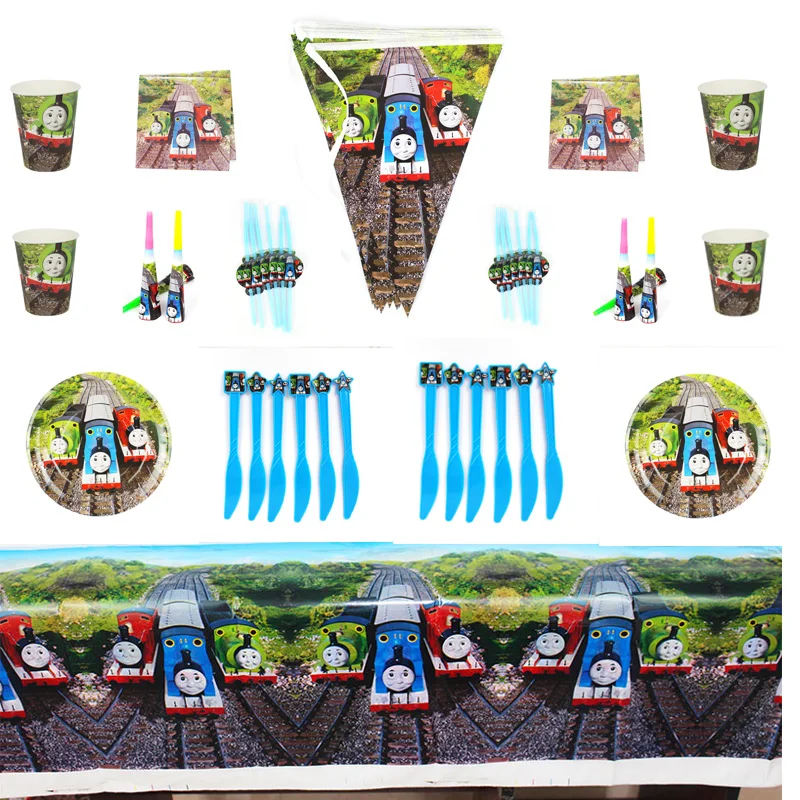 Одноразовые Мультяшные тарелки thomas &amp his friends салфетки флаги подставки для дня