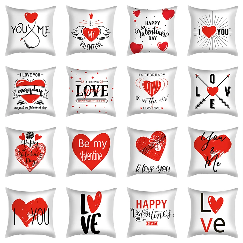 Funda de almohada decorativa para el D&iacute;a de San Valent&iacute;n, funda de coj&iacute;n para sof&aacute;, funda de almohada para cama, decoraci&oacute;n del hogar, funda de coj&iacute;n para coche, funda de almohada para beso, 45cm-0