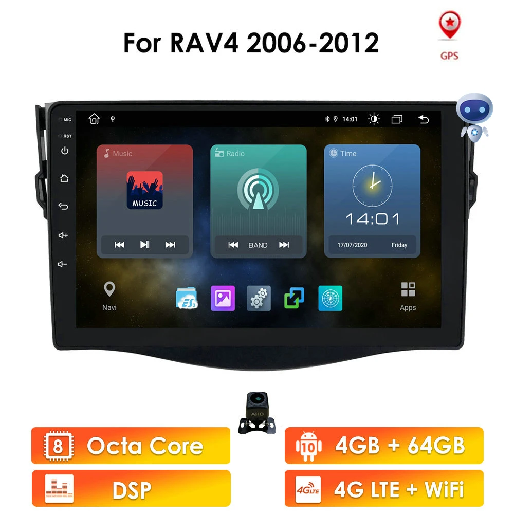 

Автомагнитола 2 Din для Toyota RAV4, мультимедийный проигрыватель на Android, с GPS, Wi-Fi, 4G, для Toyota RAV4, 2007, 2008, 2009, 2010, 2011,