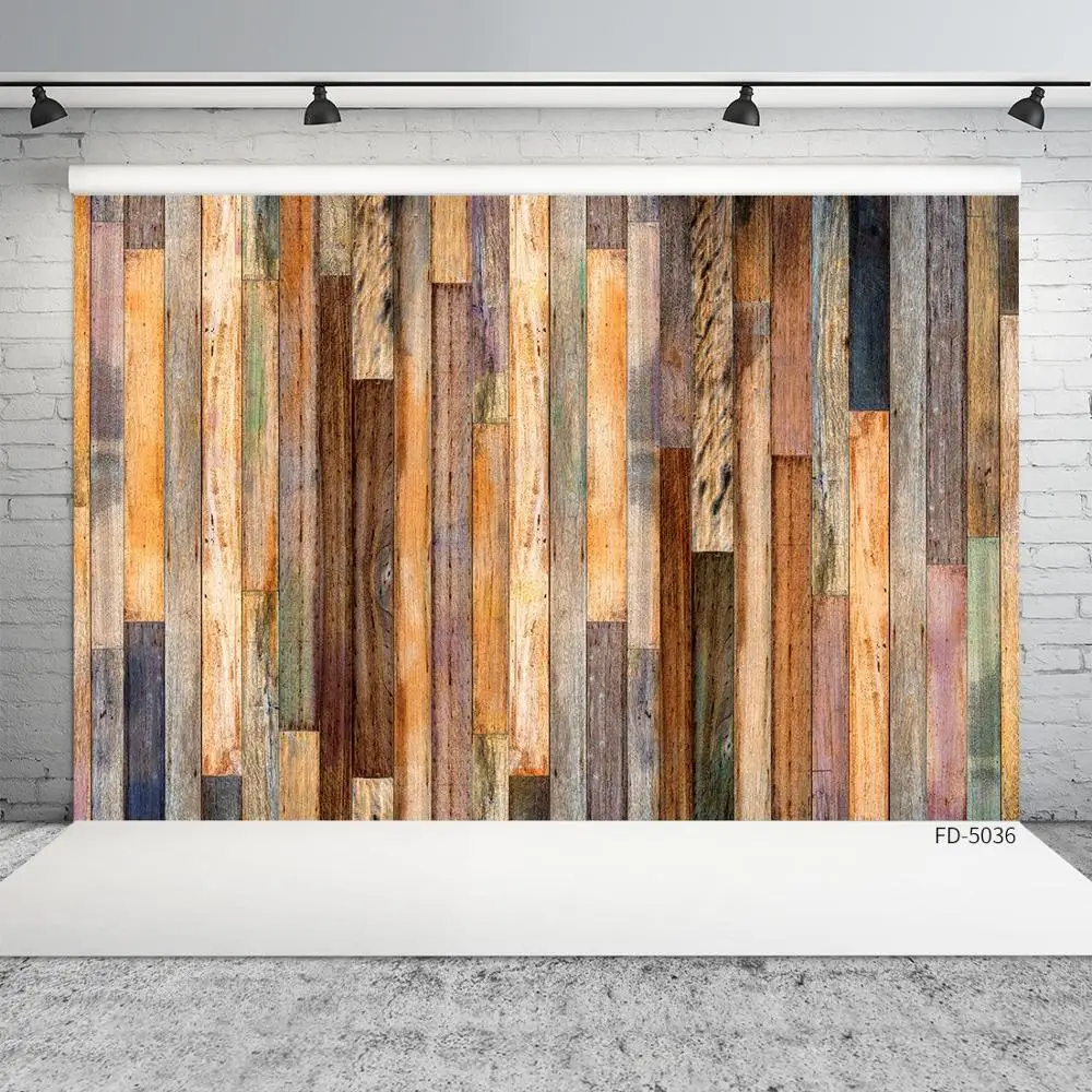 

Colours Old Wooden Board Floor Vinyl Backdrops Baby Newborn Portrait Food Pet Photography Background Photocall Photo Studio Prop
