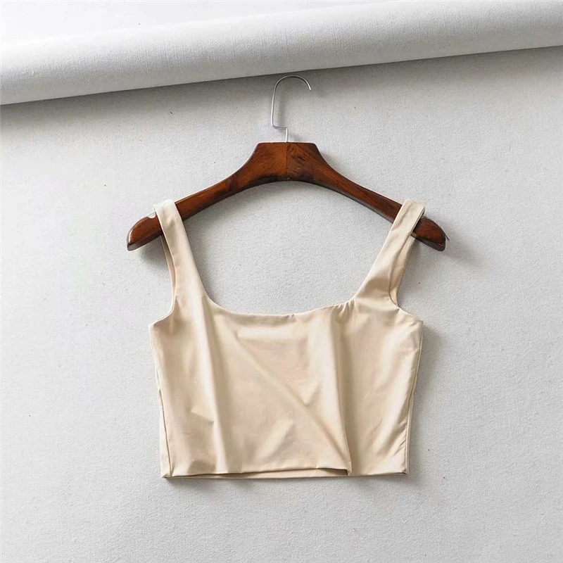 

Hot Sale 2020 Summer Women Sexy Sleeveless Tops Fashion Short Square Collar Tank Tops 4 Colors