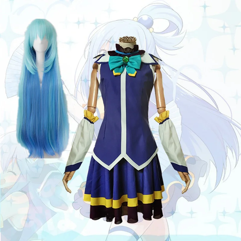 

Aqua Kono Subarashi Sekai Ni Shukufuku Wo! Japanese Anime Cosplay Costumes Dresses Uniform Clothing Wig and Wigs Cap Christmas