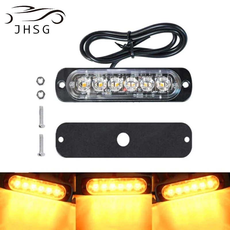 

1PCS 6LED Car Lamps Automotive Warning Goods Strobe Grill Flashing Auto Light Breakdown Emergency Light Truck Trailer Side Light