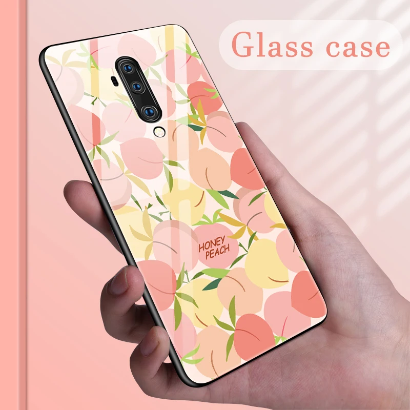 

Cute Fruit Glass Phone Case For Oneplus 8 7T 7 Pro 6T 6 5T 5 Colorful Painted Protection Cover