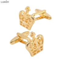 laidojin luxury crown cufflinks for mens shirt cuff bottons high quality gold color cuff links fashion brand jewelry design