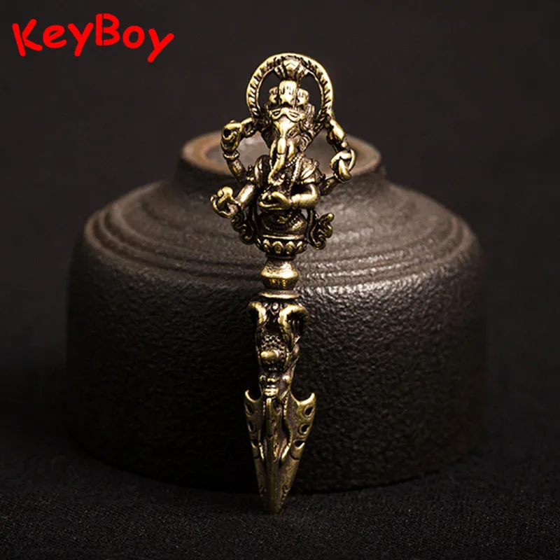 Медный слон Бог пестик Vajra украшения Подвески тибетский буддизм чудо брелок