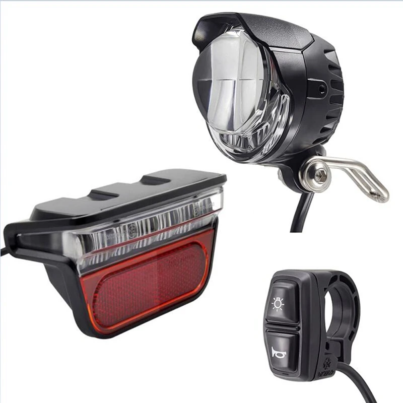 

E-Bike Light Set Headlight and LED Ebike Rear Lamp Switch DC 12V 36V 48V 52V Electric Bicycle Accessories