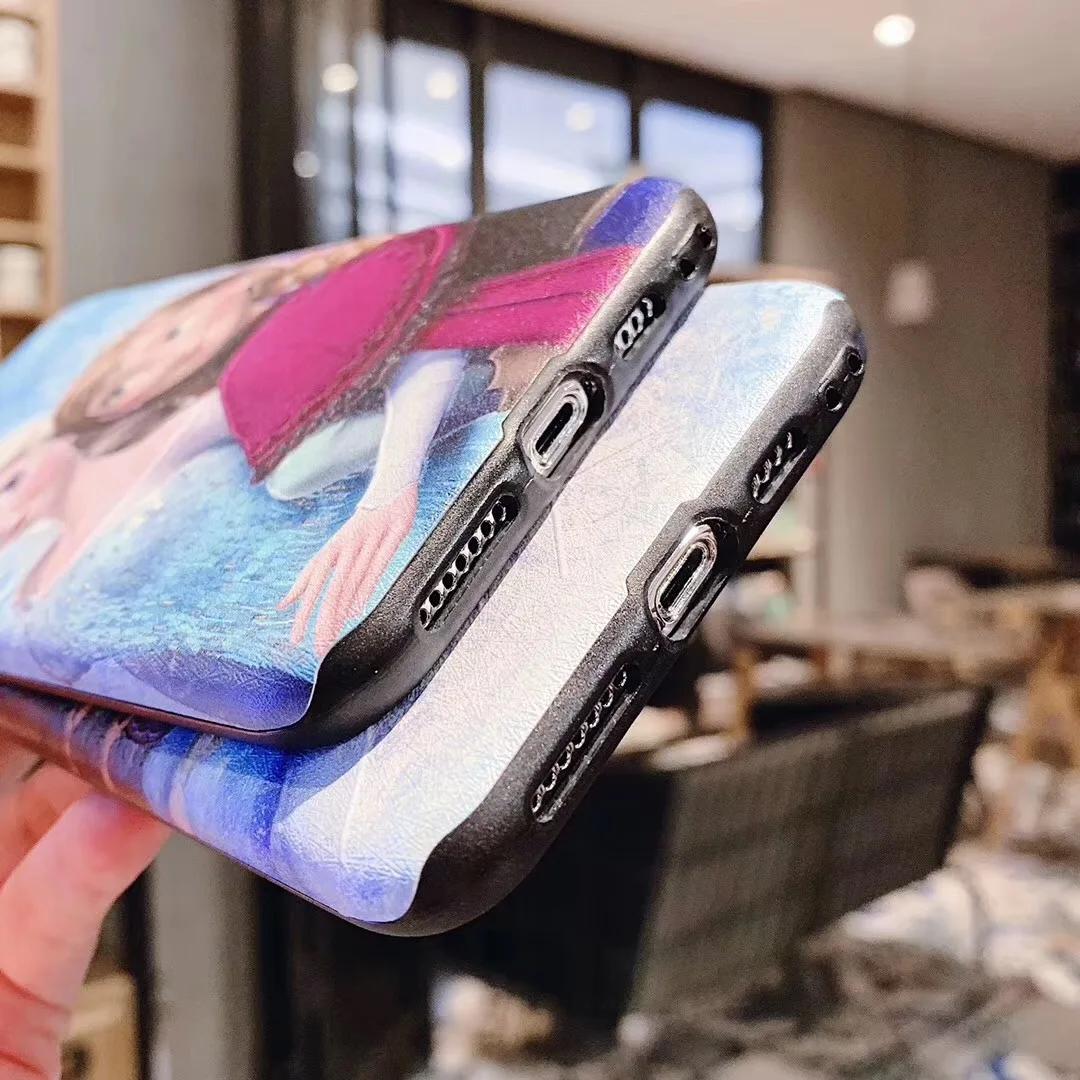 Cute Cartoon Anna Elsa princess Silk relief Case For Apple iPhone 11 pro X Xs Max Xr 7 8 6 s Plus sven Olaf Girl Phone Cover |