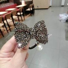 Moda cristal arco elástico faixa de cabelo luxo pérola strass jóias bandas de borracha do cabelo corda hairbands feminino acessórios para o cabelo (3)