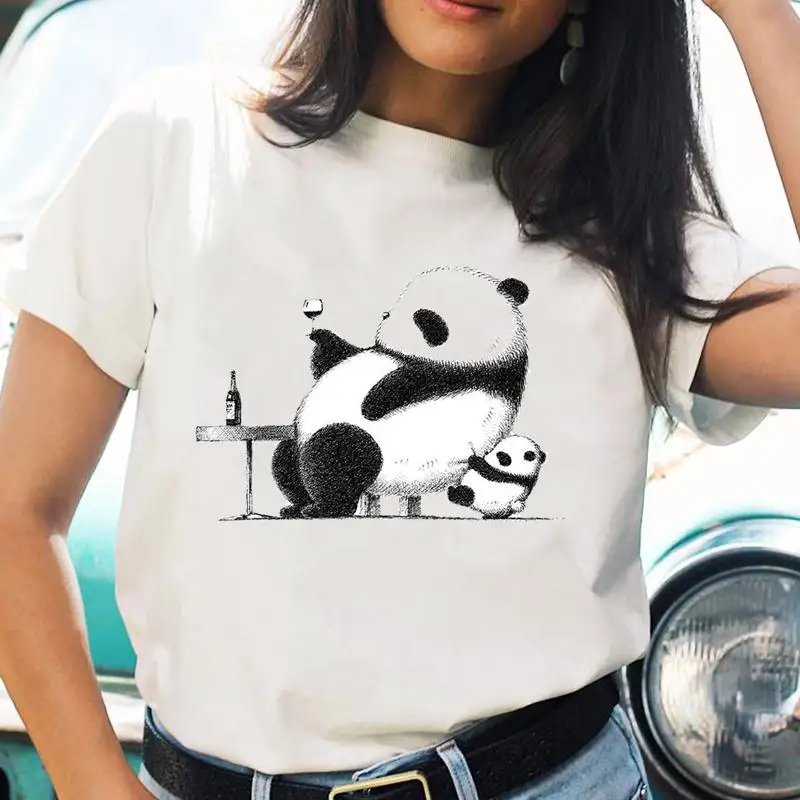 

Print T-shirts Fashion Spring Summer Panda 90s Style Women Cartoon Shirt Stylish Short Sleeve Graphic T Top Female Tee T-Shirt