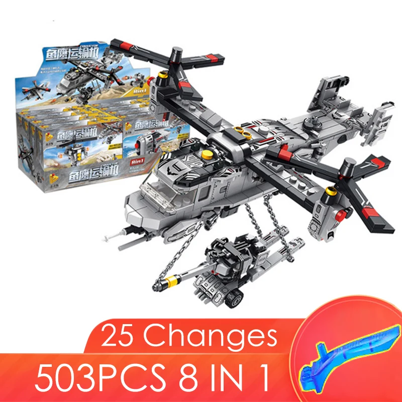2020 новости 503 шт. 8 в 1 модель самолета RC вертолет игрушки со строительными блоками