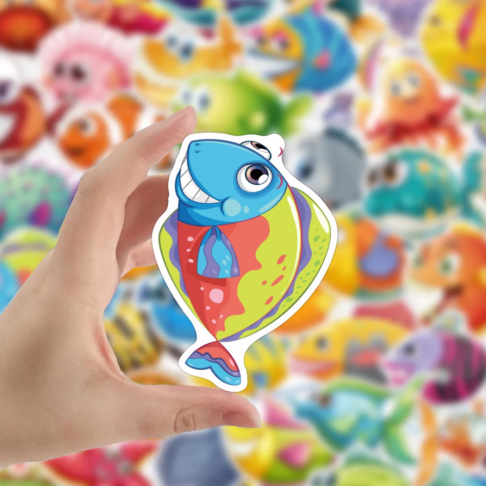 10/40pcs Mixed Cute Undersea Fish Cartoon Stickers Toy for Children Ocean Shark Decal Animal Kids Boy Girl Rewards Sticker | Игрушки и