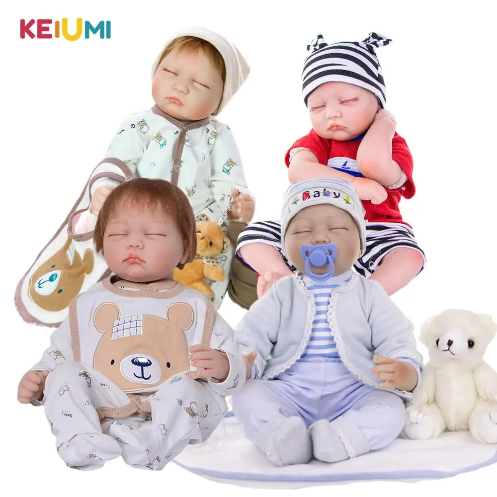 Спящая кукла реборн KEIUMI игрушка 55 см тканевое тело мягкие виниловые реалистичные