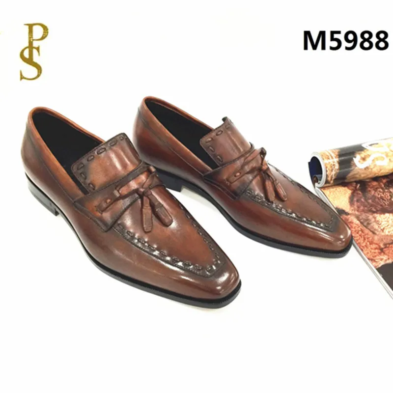 Мужская модельная кожаная обувь ручной работы подошва из натуральной кожи