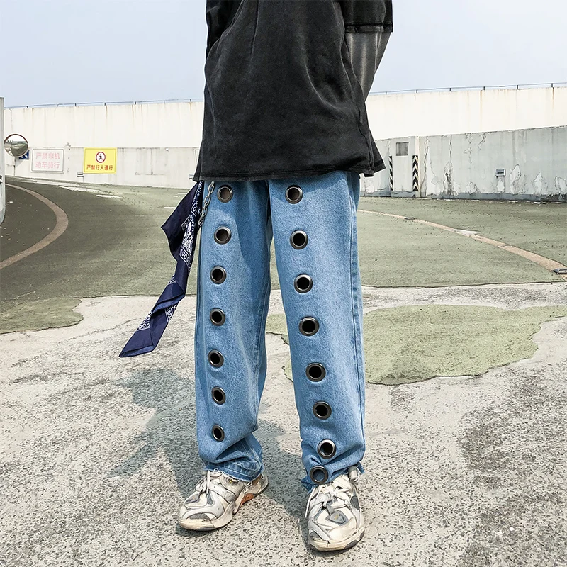 Джинсы-шаровары мужские/женские прямые в стиле хип-хоп | Мужская одежда