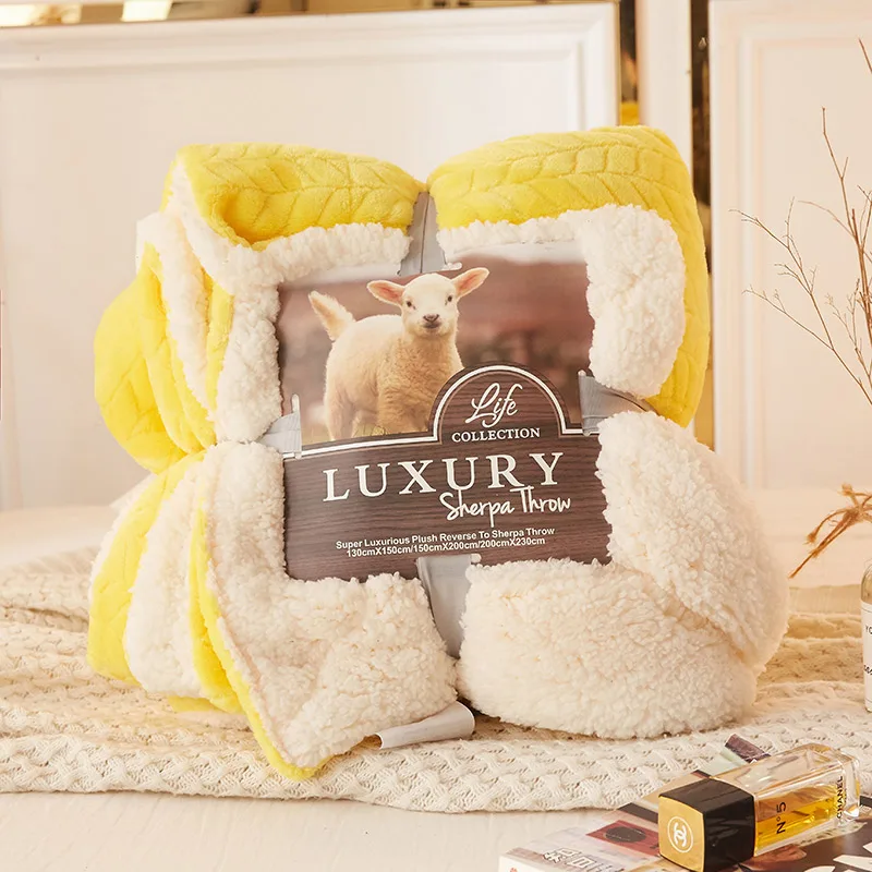 

Yellow Fleece Blankets And Throws Adult Thick Warm Spring Winter Cover Home Super Soft Sheet King Blankets On Bed Christmas Gift