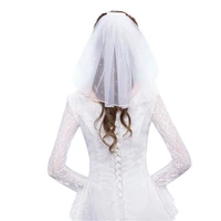2021 elegant pearl short bridal veil with comb women wedding veil white ivory 1 layer 40cm