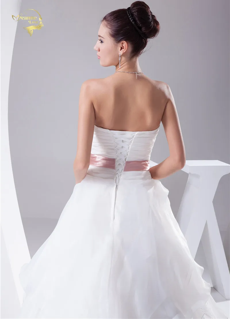 

Vintage Wedding Dresses 2020 Casamento Bridal Gowns Organza Robe De Mariage Vestido De Novia With Pink Sashes Bow Bride Dresses