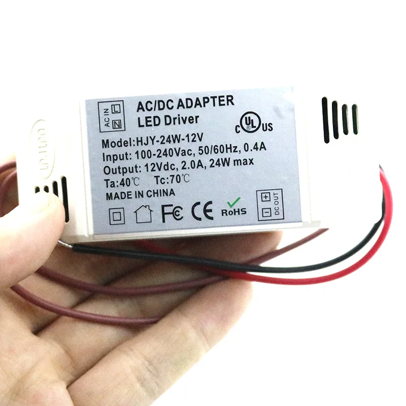 Светодиодный драйвер источник питания переменного тока 12 В 24 Вт 2 А 3 220 от 5050 в до