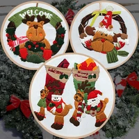 christmas embroidery kit diy needlework santa pattern needlecraft for beginner