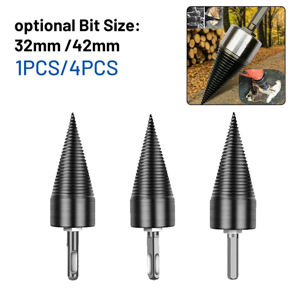 

4pcs Woodworking Drill Firewood Machine Powerful Wood Cone Punch Driver Bit Split Drilling Tools Electric Hammer Water Drill