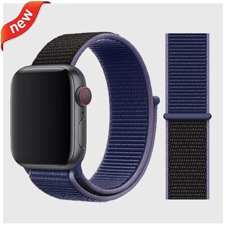 New Midnight Blue Ремешок для apple watch, ремешок 44 мм, 40 мм, тканый нейлоновый ремешок iwatch серии 5, 4, 3, ремешок 42 мм, 38 мм, ремень, аксессуары для apple watch - Цвет ремешка: New Midnight Blue