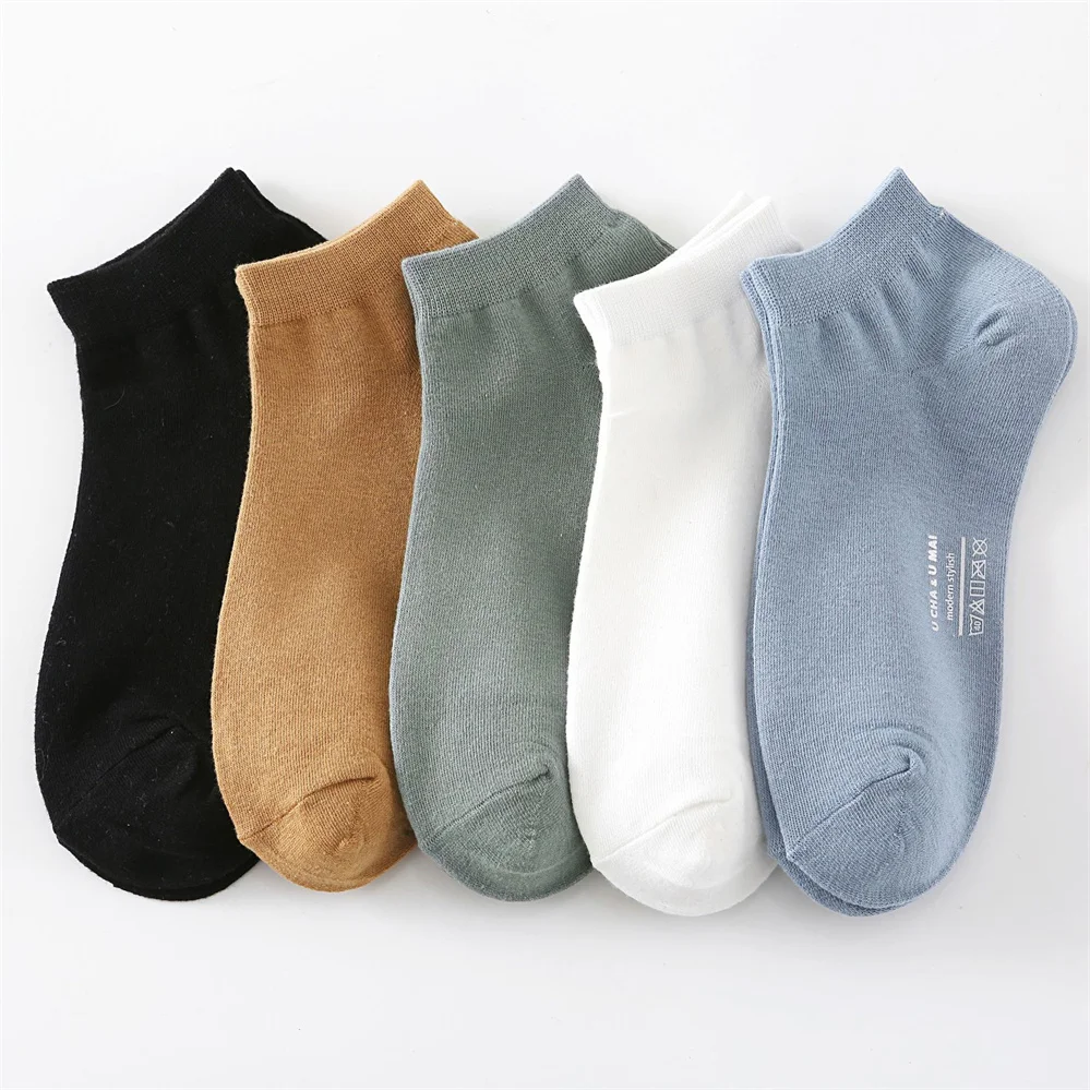 

New Boat Socks Men's Spring And Summer Hot Stamping Socks Men's Casual Cotton Socks Solid Color Breathable Cotton Socks