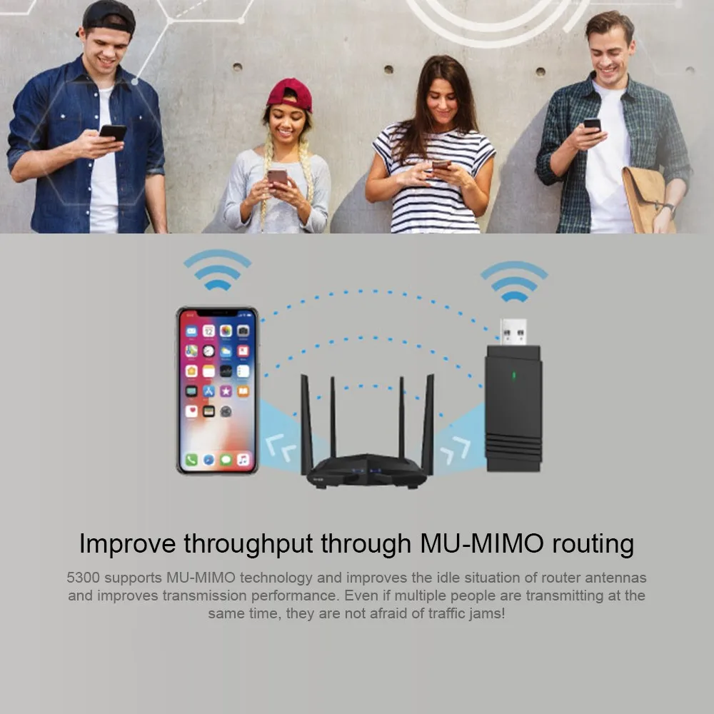

Wireless Network Card 1300M Mini Portable USB 3.0 2.4G5.8G Dual Band Bluetooth 5.0 WiFi Network Card for PC Laptop