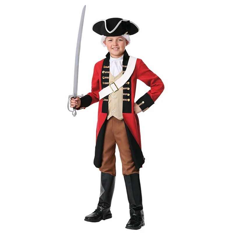 

Halloween Costume Party Adult Children European British Military Officer Captain Cosplay Costume