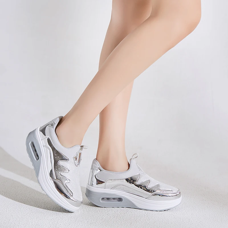 Brand Wedge Sneakers Thick Bottom Increase Platform Shoes Slimming Toning Shoes Women Fitness Shoes Shock Absorber Jumping Shoe